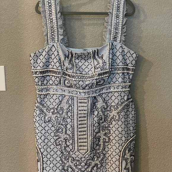 ASOS design structure pearl embellished mini dress - Picture 4 of 6